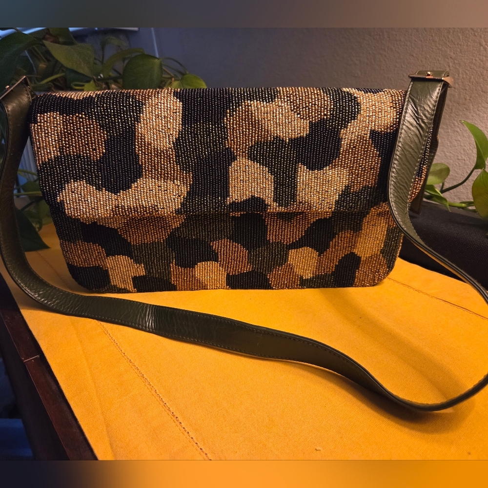 Tiana NY Beaded Shoulder Satchel Camo